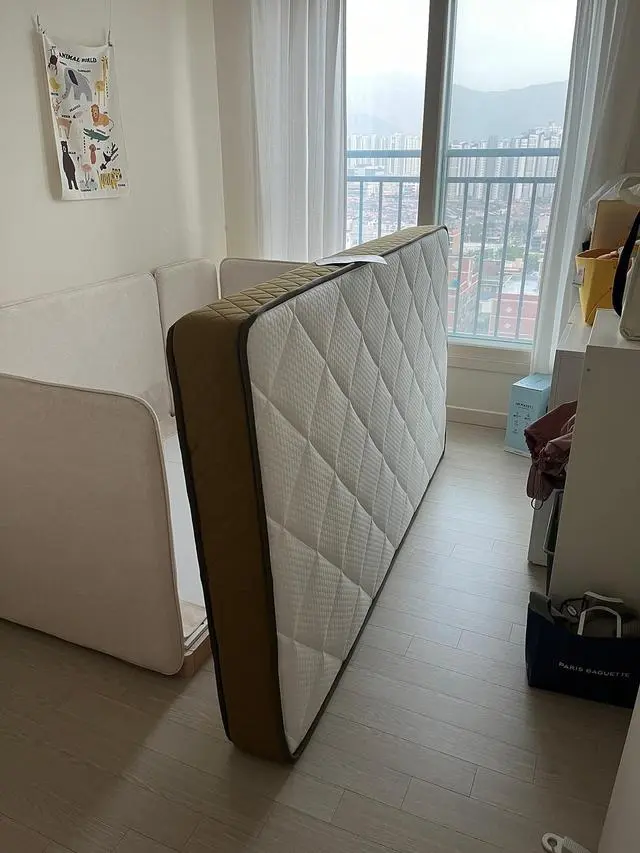 아기가 뒤집기를 시작해서 큰침대를 알아보고 있었고 최우